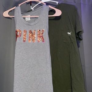 VS Pink tee shirt and tank top